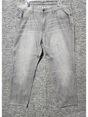 CAVI Relaxed Fit Straight Gray Denim Jeans Button Zip 5-Pocket Men